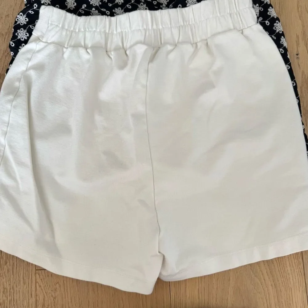 Zara Skirt Skort Bundle Faux Leather Eyelet White Black Size Small Tie Waist